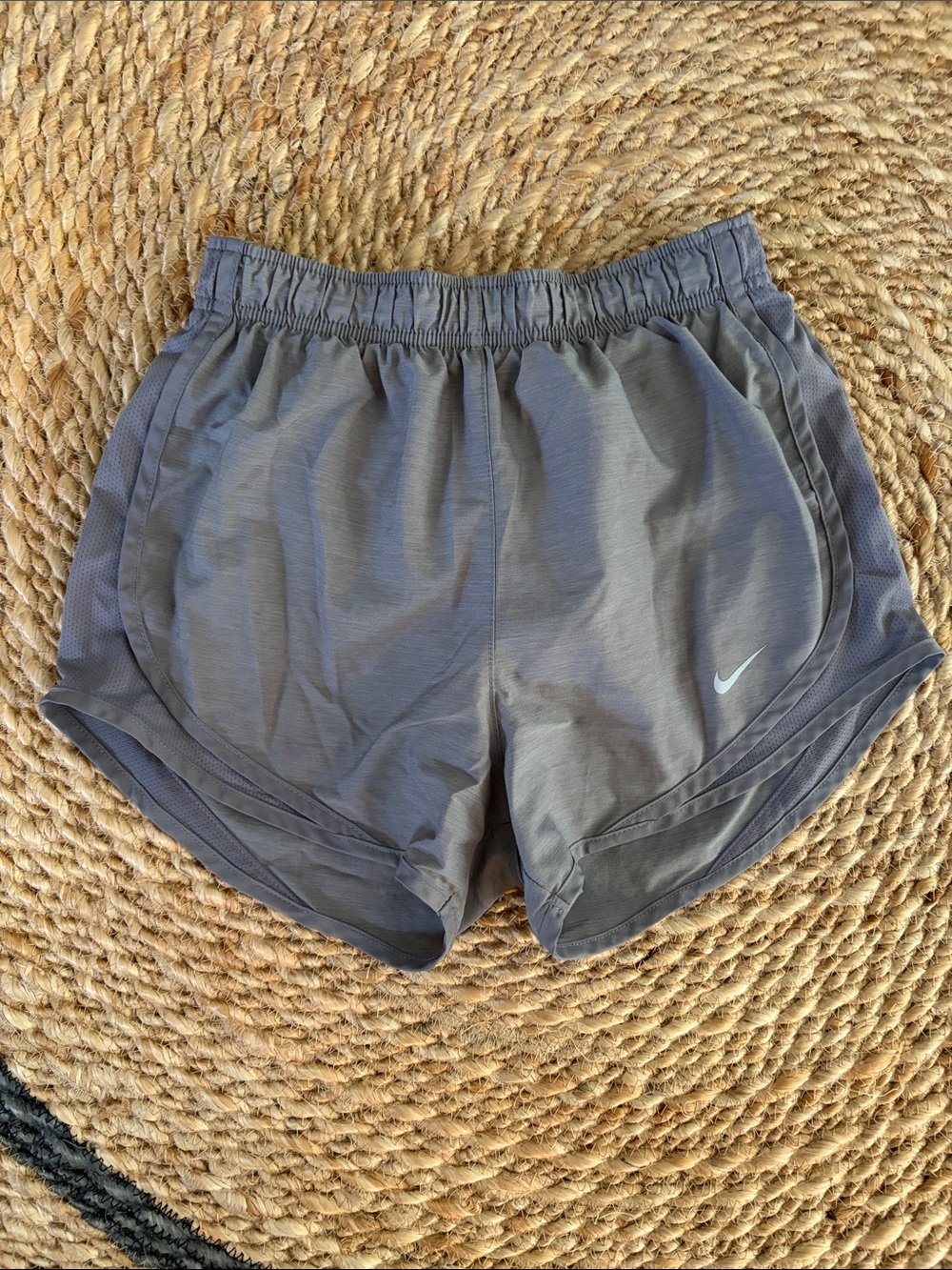 Nike Women's Gray Athletic Running Shorts with Swoosh